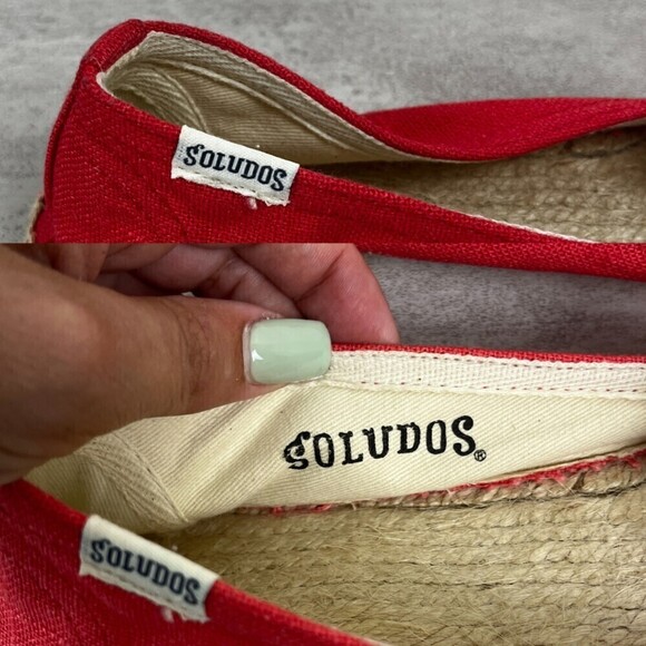Soludos Women Size 9 Coral Embroidered Pineapple Coral Espadrilles Canvas Flats - Picture 7 of 8